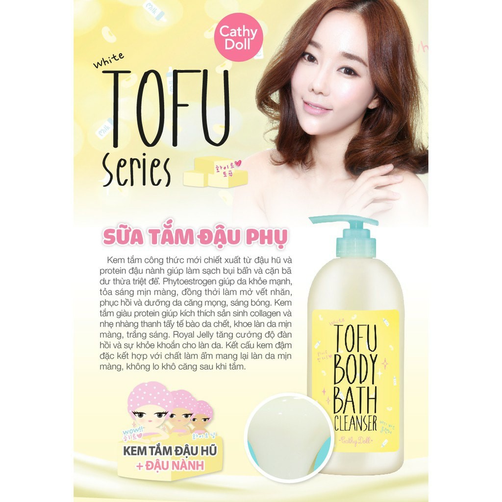 01 Chai Sữa Tắm Đậu Hủ Cathy Doll White TOFU BODY BATH Cleanser 750ML Thái Lan