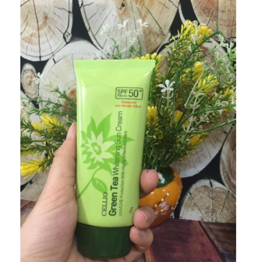 Kem chống nắng Cellio Green Tea Whitenning Sun Cream SPF50 70g