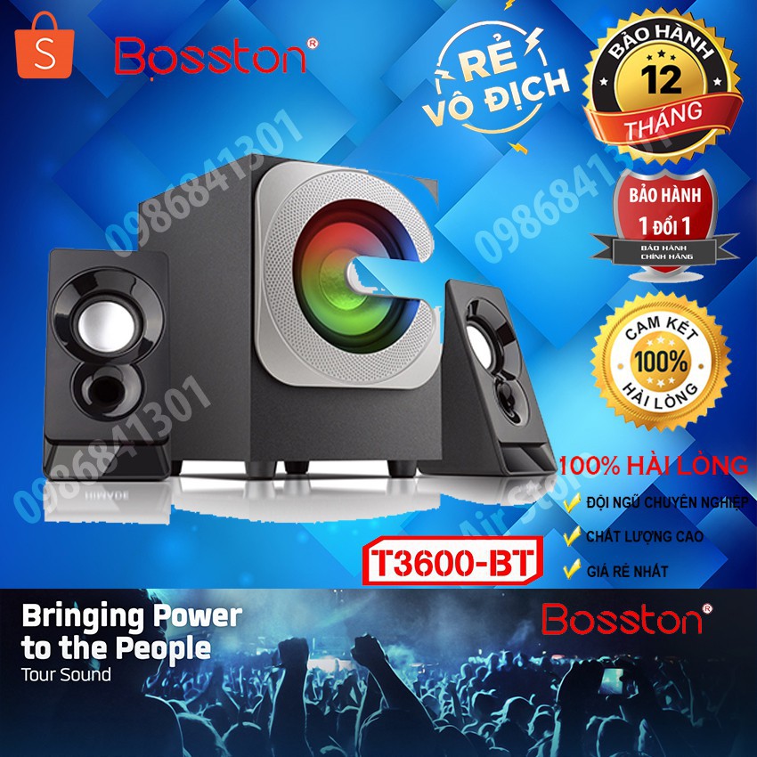 [ELAIRPAY20 giảm max 300K qua AIRPAY] LOA VI TÍNH 2.1 BOSSTON T3600-BT – Led RGB - HÀNG CHÍNH HÃNG- BẢO HÀNH 1 ĐỔI 1