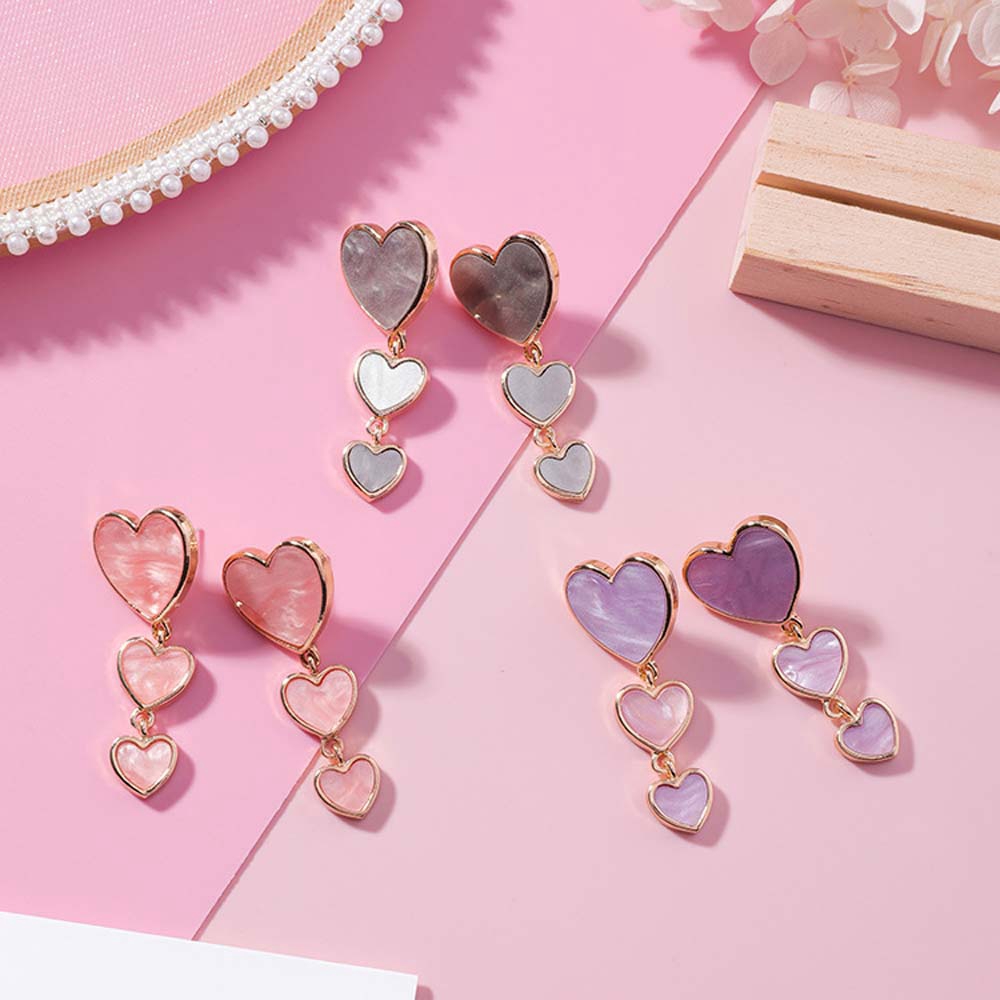 MXGOODS Multi-layer Metal Acrylic Love Heart Accessories Ear Studs