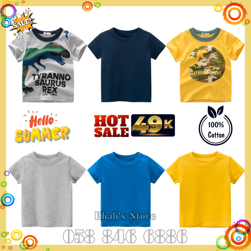 Áo bé trai 27KIDS áo thun trơn cho bé chất cotton hàng xuất Âu Mỹ