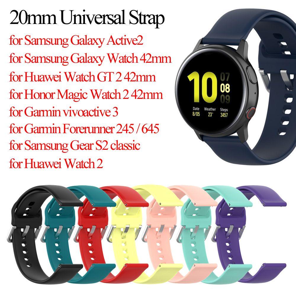 BTLIMER Dây Đeo 20mm Mềm Mại Cho Đồng Hồ Thông Minh Samsung Galaxy Watch Active 2 Huawei Watch GT 2 42MM Honor Magic 2