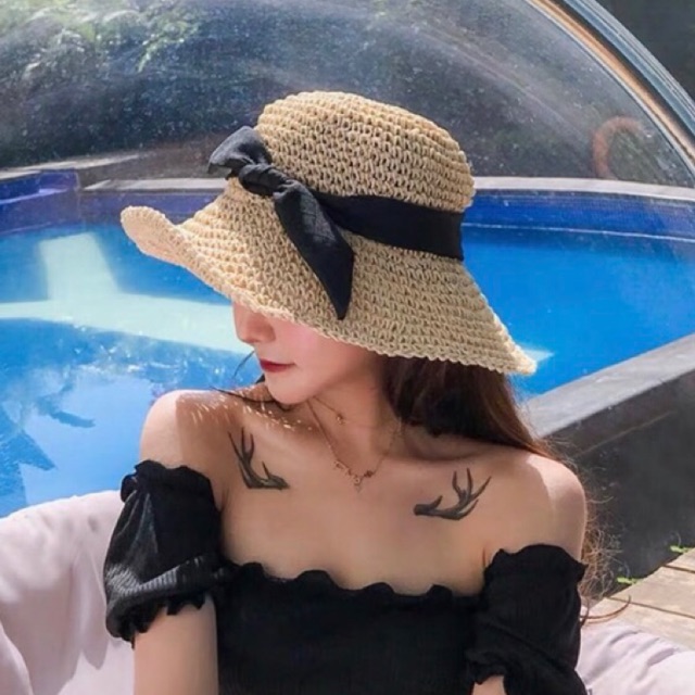 Mũ cói nơ mềm