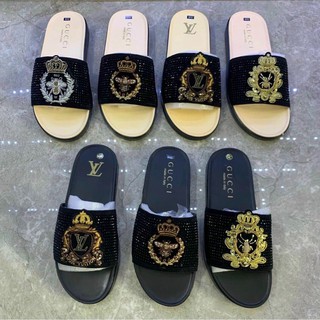 Dép nam LV 💖𝐅𝐑𝐄𝐄𝐒𝐇𝐈𝐏💖dép gucci, dép versase đế cao su Full size Nam mã DG01