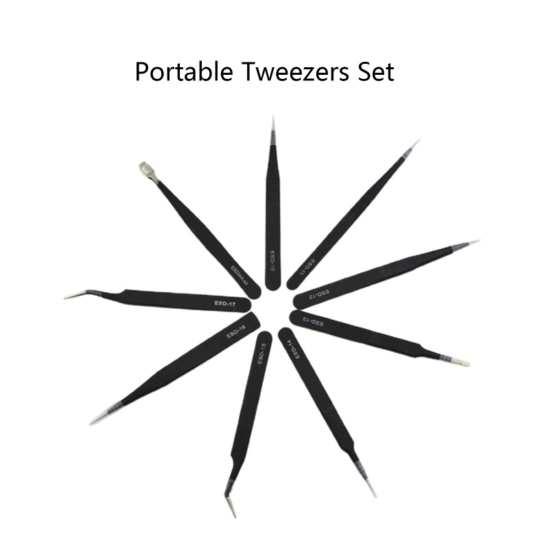 Bộ 9 Nhíp Inox Chống Tĩnh Điện Độ Chính Xác Cao