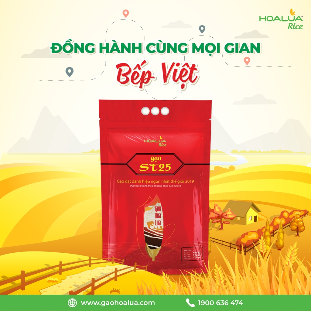 Gạo ST25 Hoa Lúa túi 5kg - Dẻo nhiều, mềm cơm, thơm lá dứa