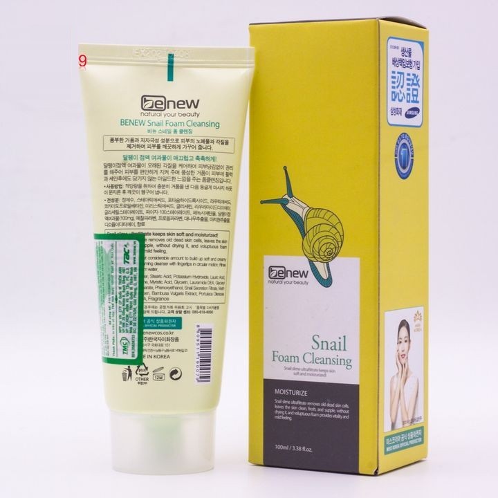 BỘ 2 HỘP- Sữa rửa mặt ốc sên BENEW SNAIL FOAM CLEANSER Hàn quốc 100ml/Hộp