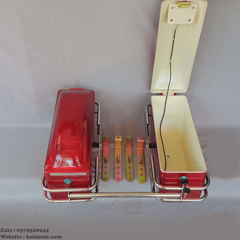 Cặp thùng hông xe máy màu đỏ +2 khung+4 pass