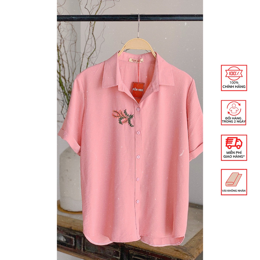 Áo Sơ Mi FOR HER Ngực Thêu Hoa AO0562
