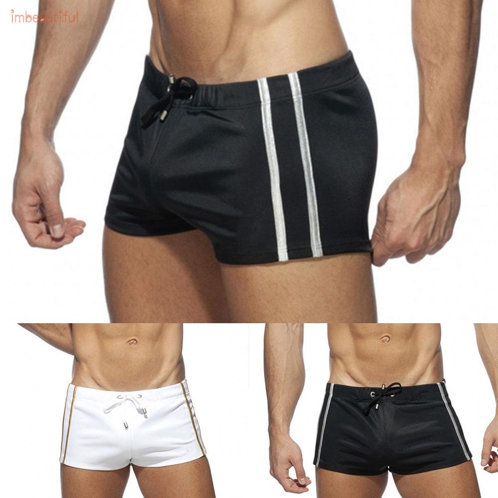Quần Bơi Boxer Ngắn Thoáng Khí Nhanh Khô Có Dây Cột Cho Nam