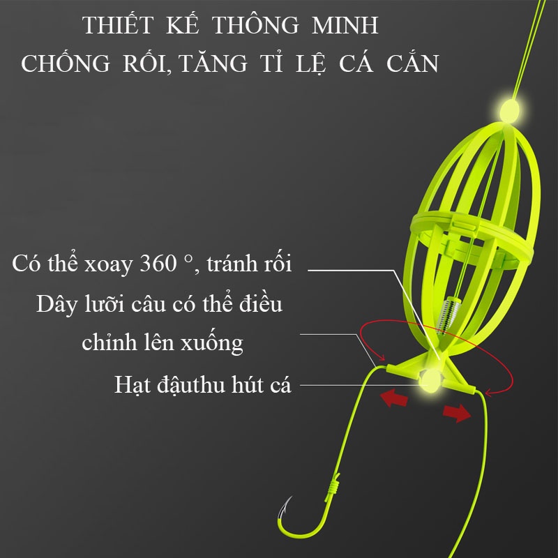 Hộp 4 lưỡi câu mè lăng xê , lưỡi câu bom cá mè thiết kế thông minh, tạo ổ và thu hút cá hiệu quả Rice Fishing LC-20