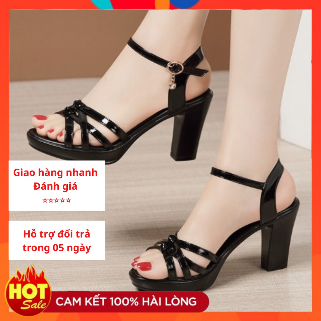 Dép nữ cao gót 3 phân, 5 phân, 7 phân và 8 phân Xăng-đan ĐẸP mẫu thắt nơ gót vuông chắc chắn, Thời Trang hè KH-02