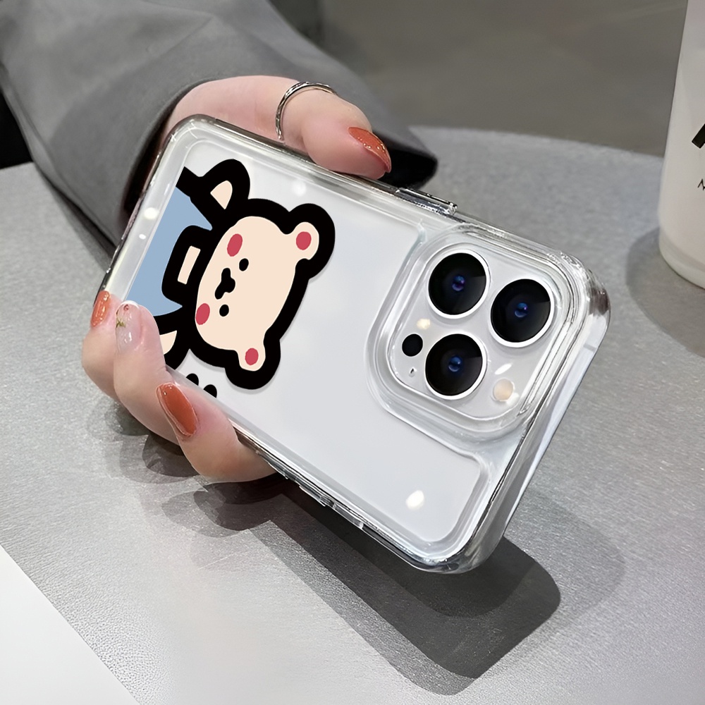 Ốp Điện Thoại Trong Suốt Họa Tiết Chú Gấu Mặc vest Xanh Dương Cho iphone 14ProMax 14Plus 13 11 12 7Plus X XR