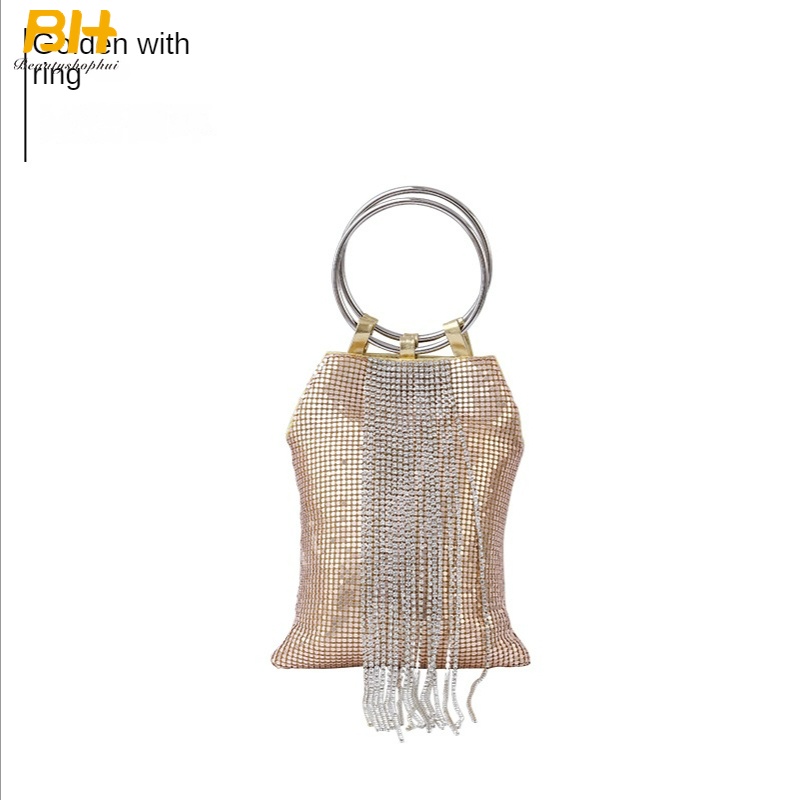 Túi Dự Tiệc Cầm Tay Bằng Nhôm Đính Kim Sa Và Tua Rua Kiểu Dáng Mới 2022 Cho Nữ