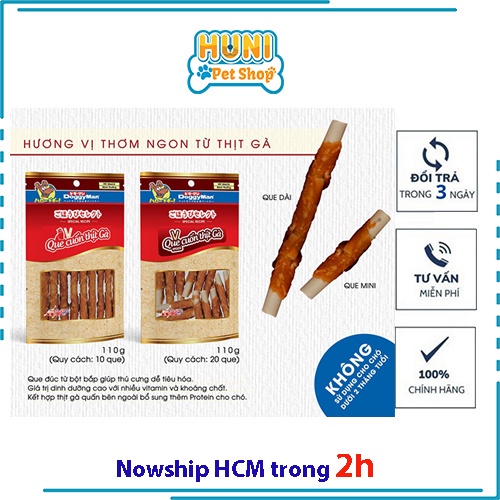 QUE CUỐN THỊT GÀ DoggyMan - Gói 10 cây snack cho chó - Huni Petshop