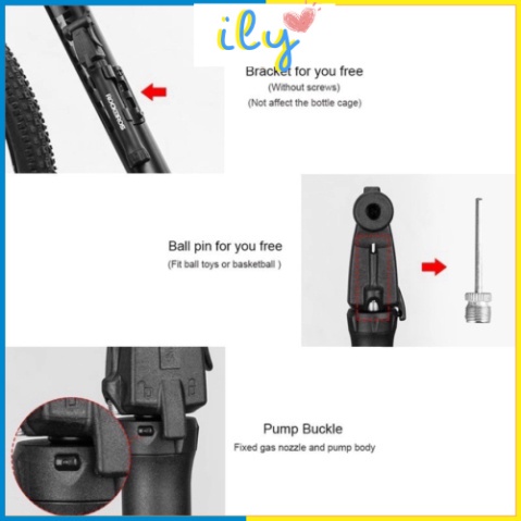Bơm xe đạp ROCKBROS thiết kế mini tiện lợi ILY