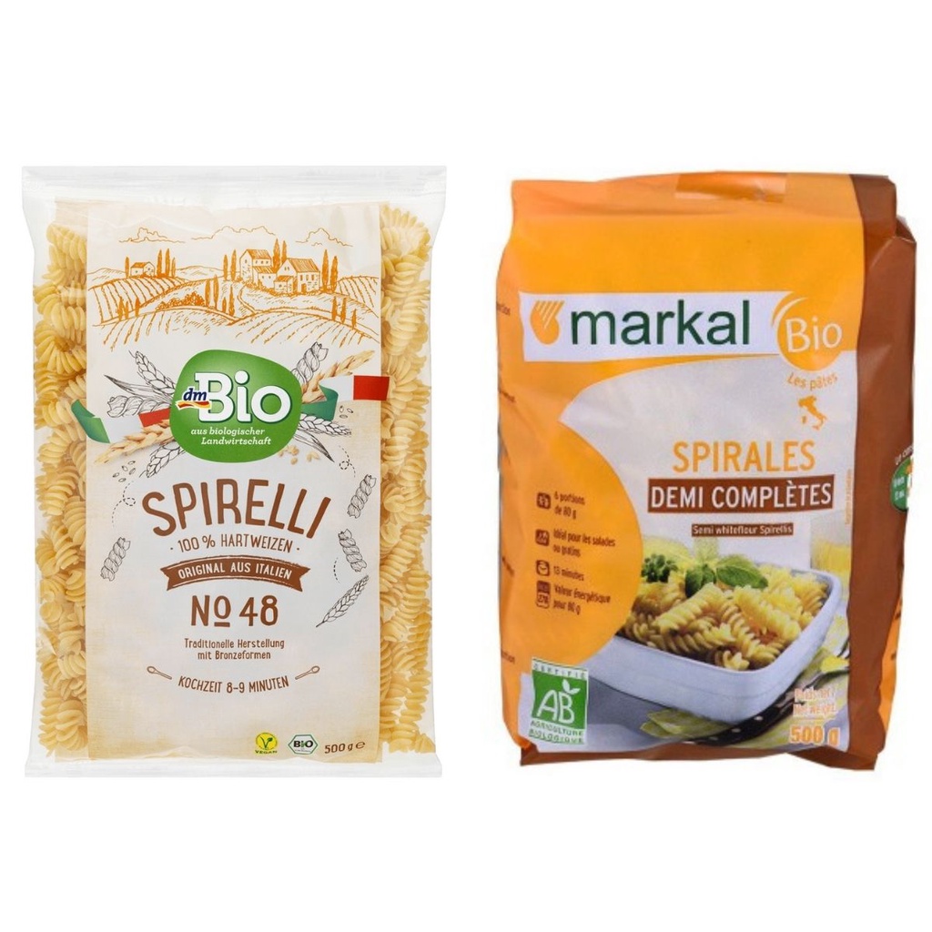 Nui ống và xoắn hữu cơ Spirelli