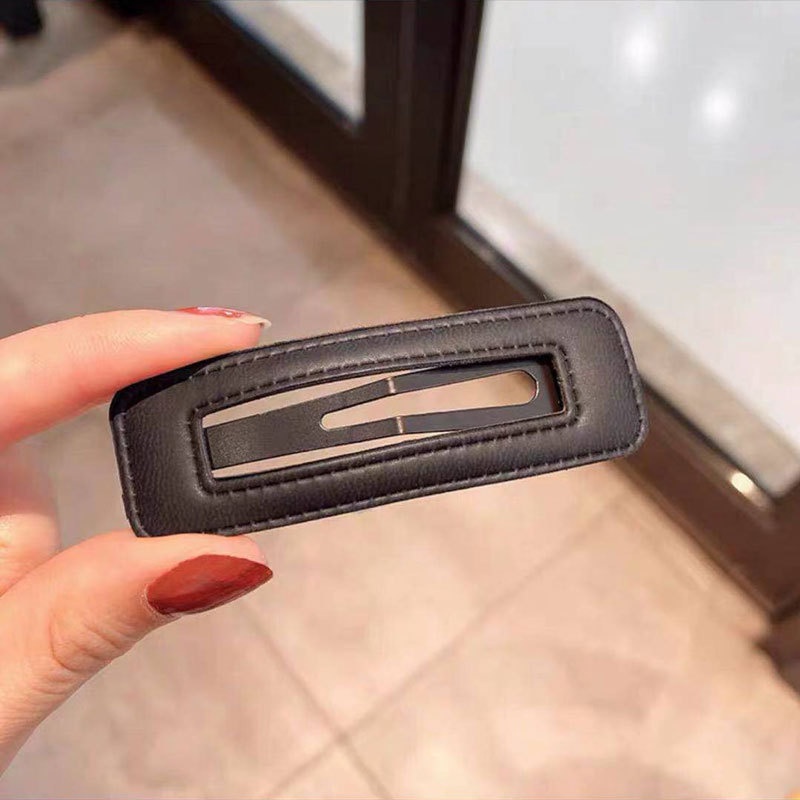 Kẹp tóc BB SEAGLOCA bằng da pu thiết kế đơn giản phong cách retro