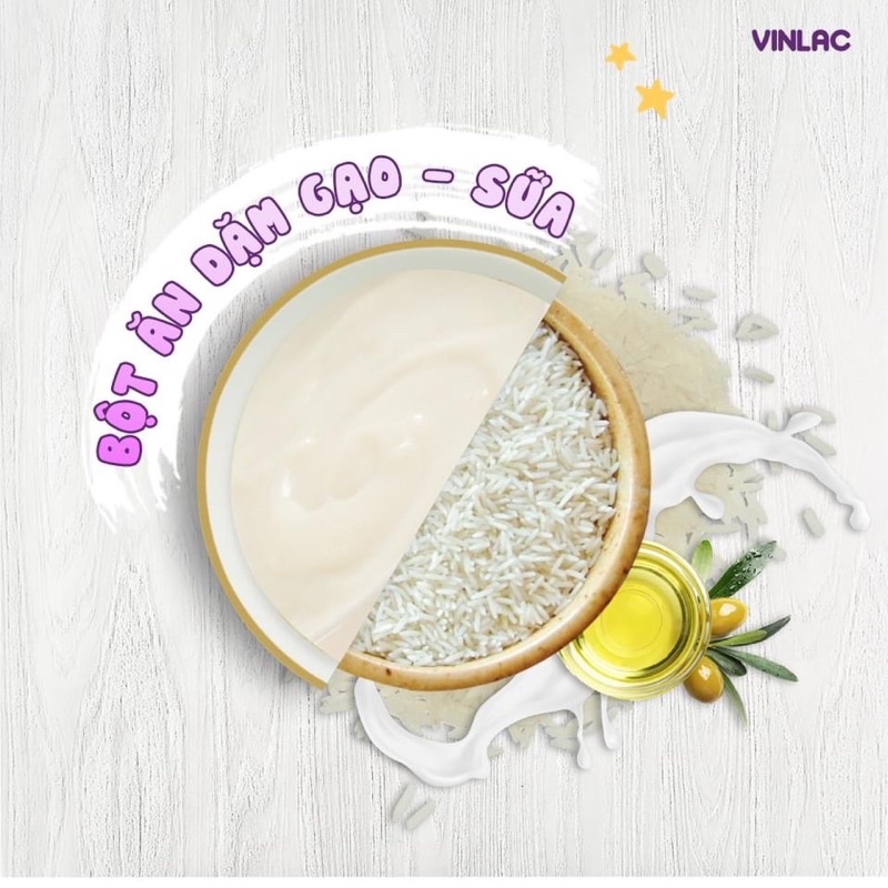 Bột ăn dặm ngọt Vinlac vị gạo sữa, yến mạch sữa