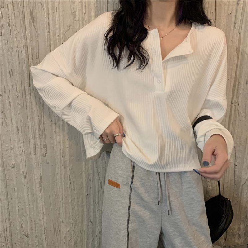 LEEVA - Áo croptop nữ len sọc mềm cá tính A106