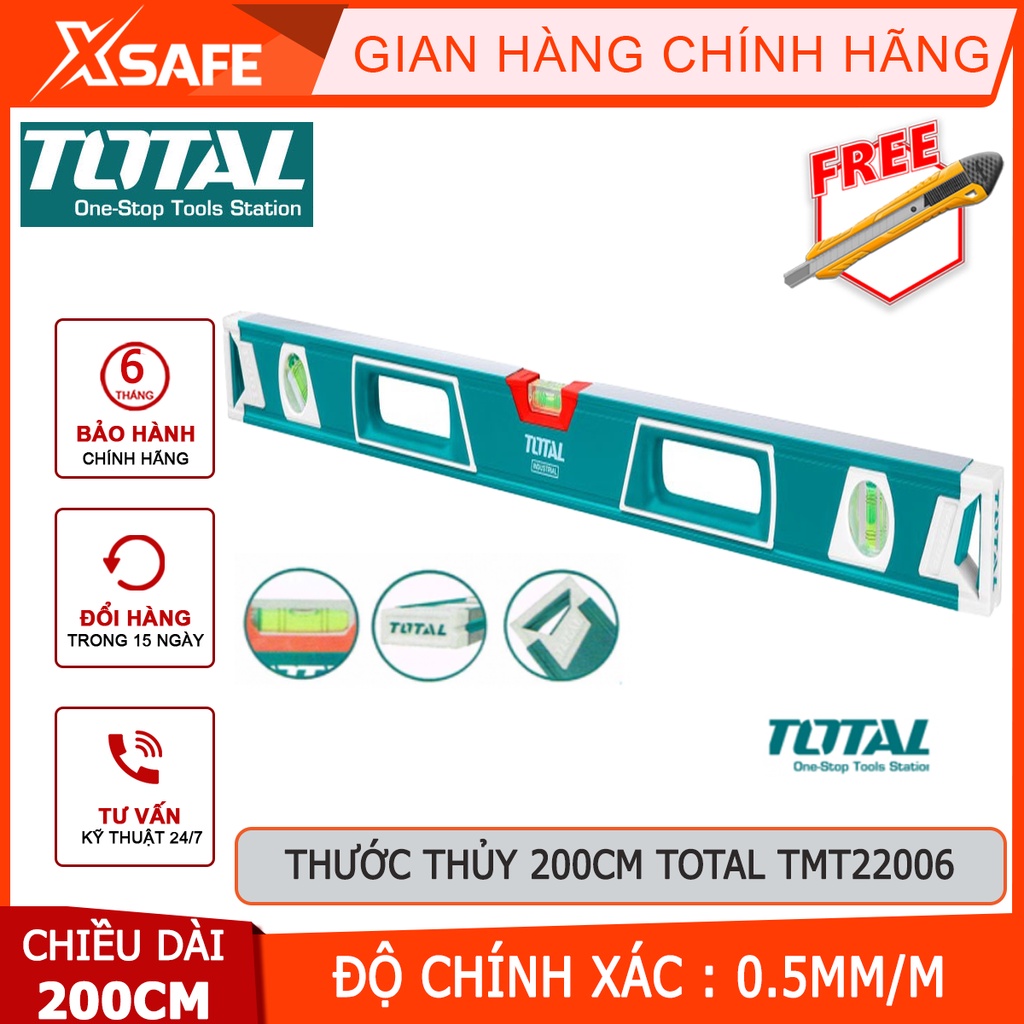 Thước thủy TOTAL TMT22006 Thước nivo độ chính xác cao, nhỏ gọn, dùng đo góc nghiêng, độ nghiêng, độ dốc, cân bằng