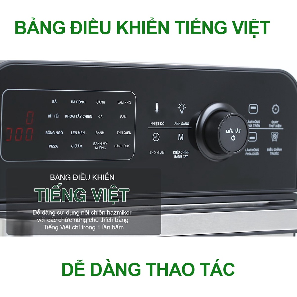 Nồi chiên không dầu Hazmikor HCM689, lò nướng chính hãng dung tích 16 Lít - Bảo hành 12 tháng, đổi mới trong 15 ngày