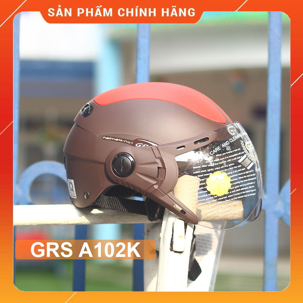 [Mã SKAMSALE07 giảm 10% tối đa 100K đơn 150K] Mũ bảo hiểm nửa đầu có kính GRS A102K, nhiều màu, bảo hành 12 tháng