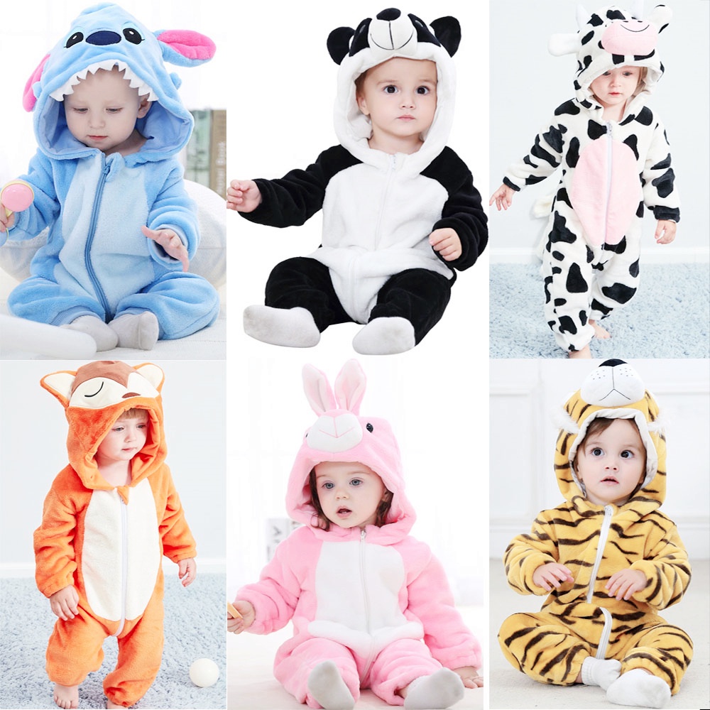 Bộ Áo Liền Quần Hình Thú Hoạt Hình Cho Bé