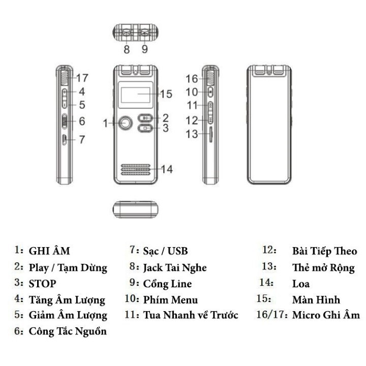 MÁY GHI ÂM CHUYÊN DỤNG MÀN HÌNH LED SK6