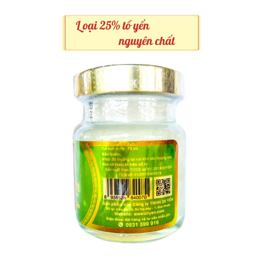 Nước yến sào cho bé ⚡ZIIYEN⚡ yến chưng sẵn cho trẻ em dinh dưỡng cho bé - 25% Tổ yến | 70ml - Mua 10 tặng 1