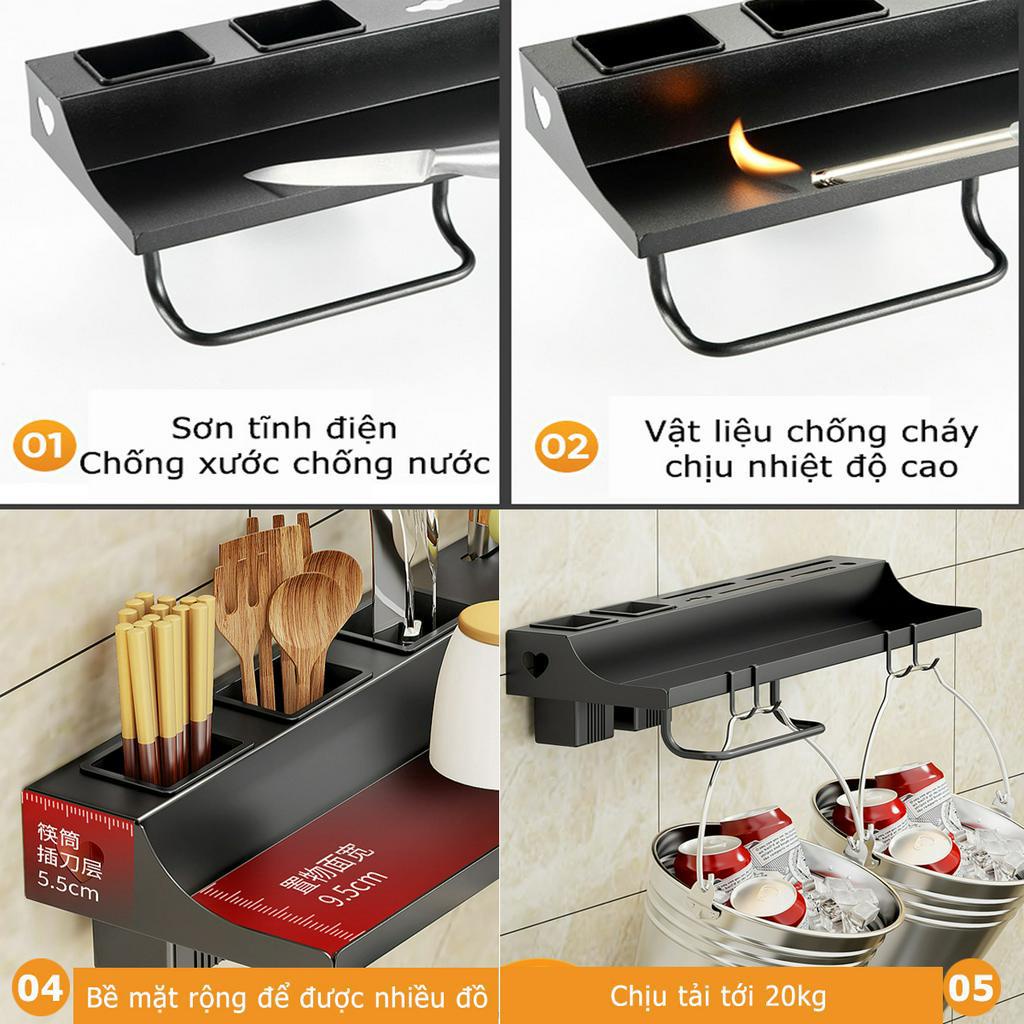 Giá Treo Đồ Nhà Bếp Kèm Gia Vị, 💔FREESHIP💔Giá Cài Dao, Kéo, Đồ Dùng Nhà Bếp Đa Năng Bằng Inox Không Gỉ MKS022