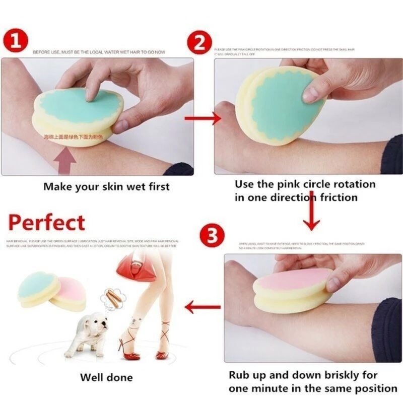 Miếng Xốp Tẩy Lông Không Đau Hai Mặt Mềm Mại Dùng Cho Mặt/Chân/Tay/Bụng