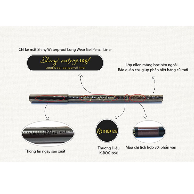 Chì Kẻ Mắt Hàn Quốc Shiny Kbox1998 chống nước không trôi giữ màu suốt 24h | BigBuy360 - bigbuy360.vn