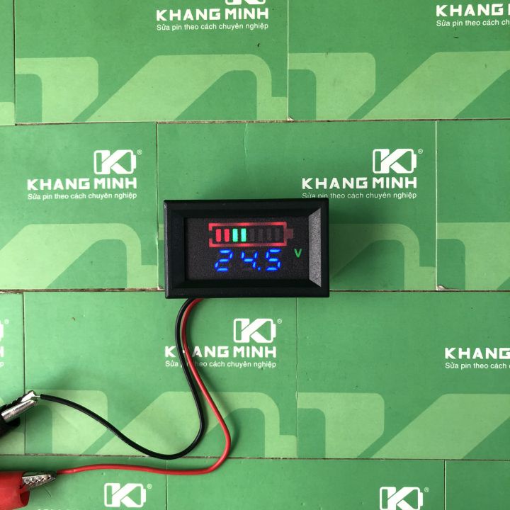 Đồng hồ Led đo điện áp pin li-ion 7s - 20s (24v - 72v) có khung bảo vệ
