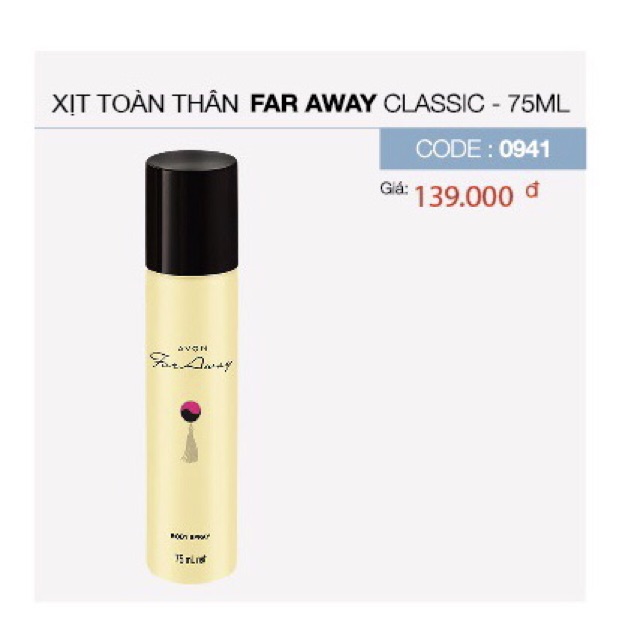 Xịt toàn thân Far Away Avon