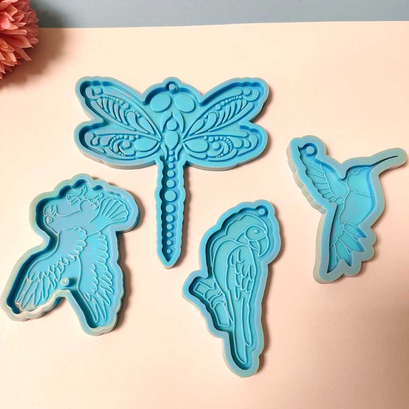 Set 4 Khuôn Silicon Làm Móc Khóa Hình Chim Đại Bàng / Bướm / Chim Vẹt