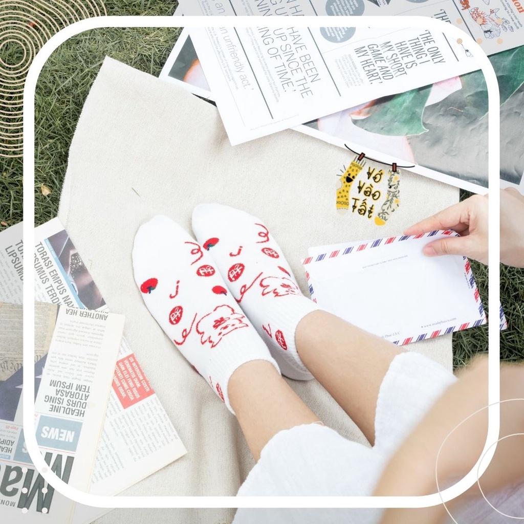 TẤT VỚ NỮ CỔ NGẮN CHERRY ĐỎ