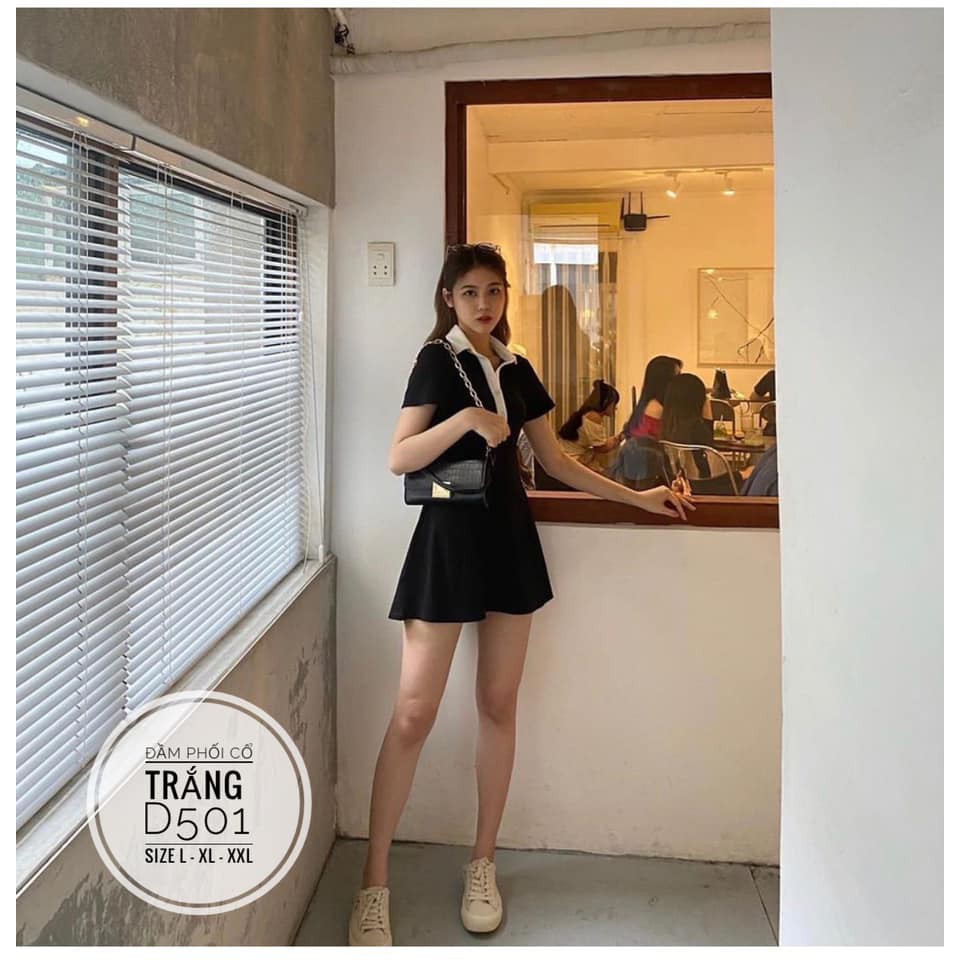 (CÓ ẢNH THẬT) BIGSIZE Đầm polo phối cổ trắng D501 | BigBuy360 - bigbuy360.vn