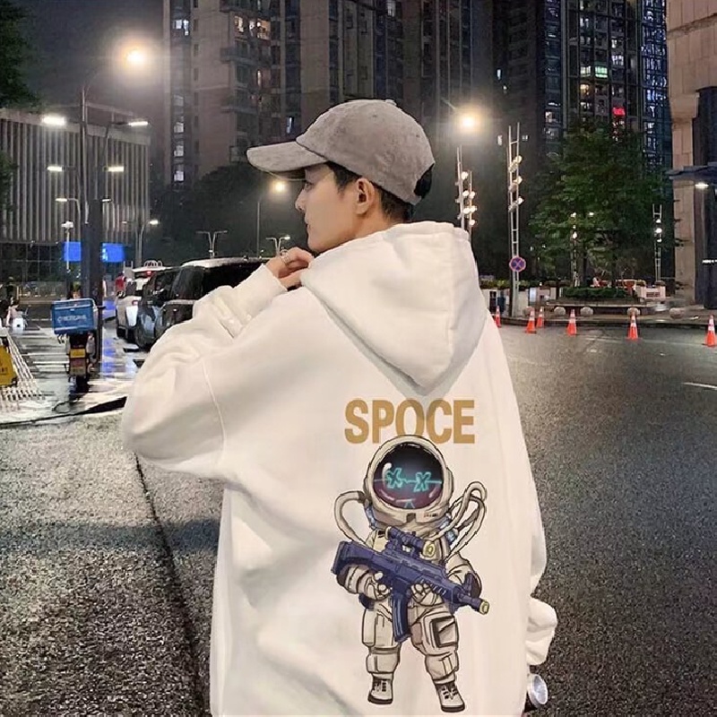Áo hoodie Thể Thao Dáng Rộng In Hình Phi Hành Gia Thời Trang Thoải Mái Phong Cách Hàn Quốc Cỡ M-5XL Cho Nam