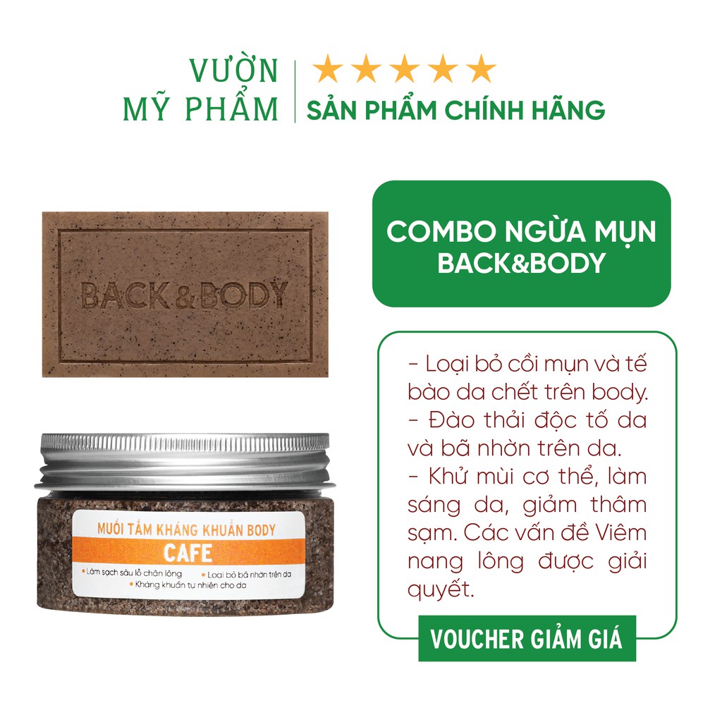 XÀ BÔNG + MUỐI TẮM ngừa mụn lưng và nang lông Back&body