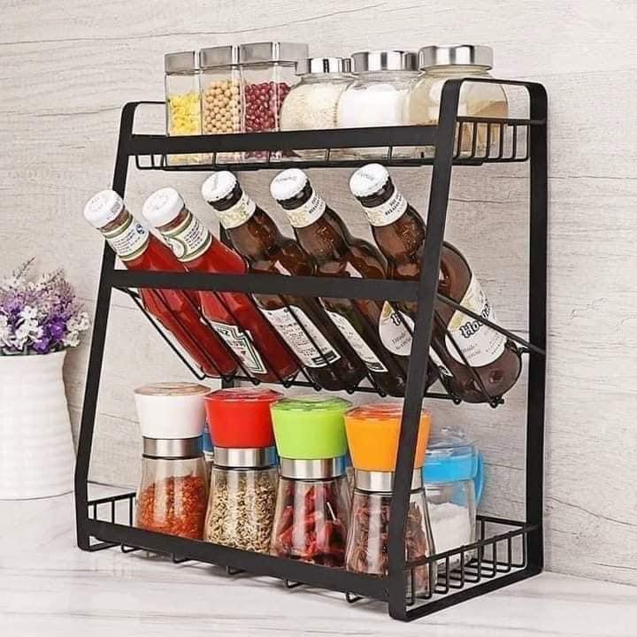 Kệ gia vị có tầng nghiêng, sơn tĩnh điện, giá đỡ lọ, chi hủ gia vị cho bếp gia đình, nhà hàng