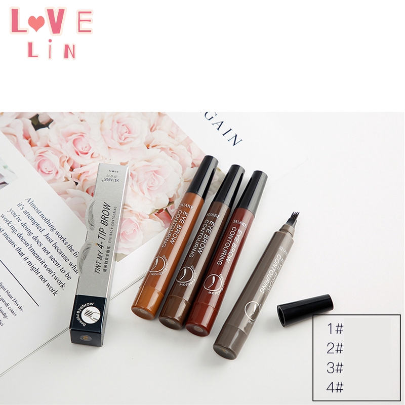 [Hàng mới về] Bút kẻ mày dạng lỏng thiết kế 4 ngòi chống thấm nước cao cấp chuyên nghiệp