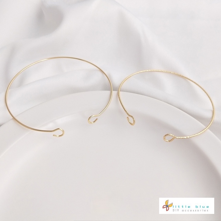 [little Blu] Vòng Đeo Tay Hở Mạ Vàng Đồng 14K Có 9 Viên Đá Thủy Tinh Làm Trang Sức Thủ Công diy