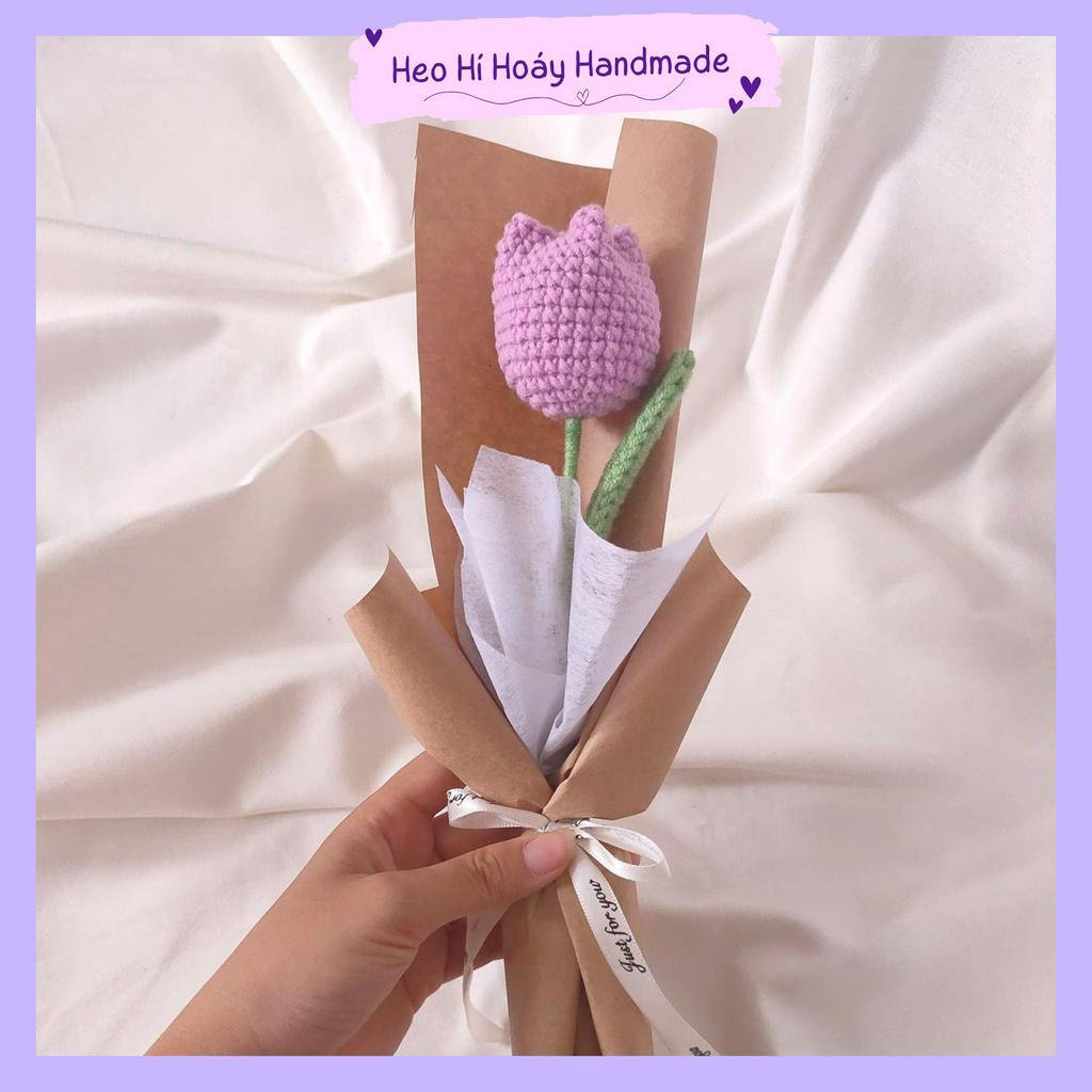 Bó Hoa Len Tulip Vintage Gói Giấy Kraft by Heo Hí Hoáy