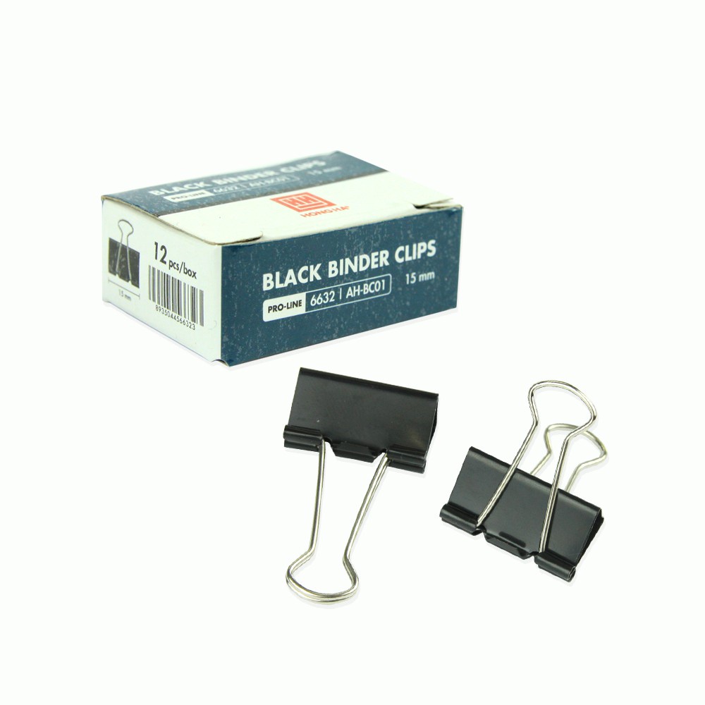 Kẹp giấy đen kim loại 15mm  Hồng Hà Pro-line - MS: 6632