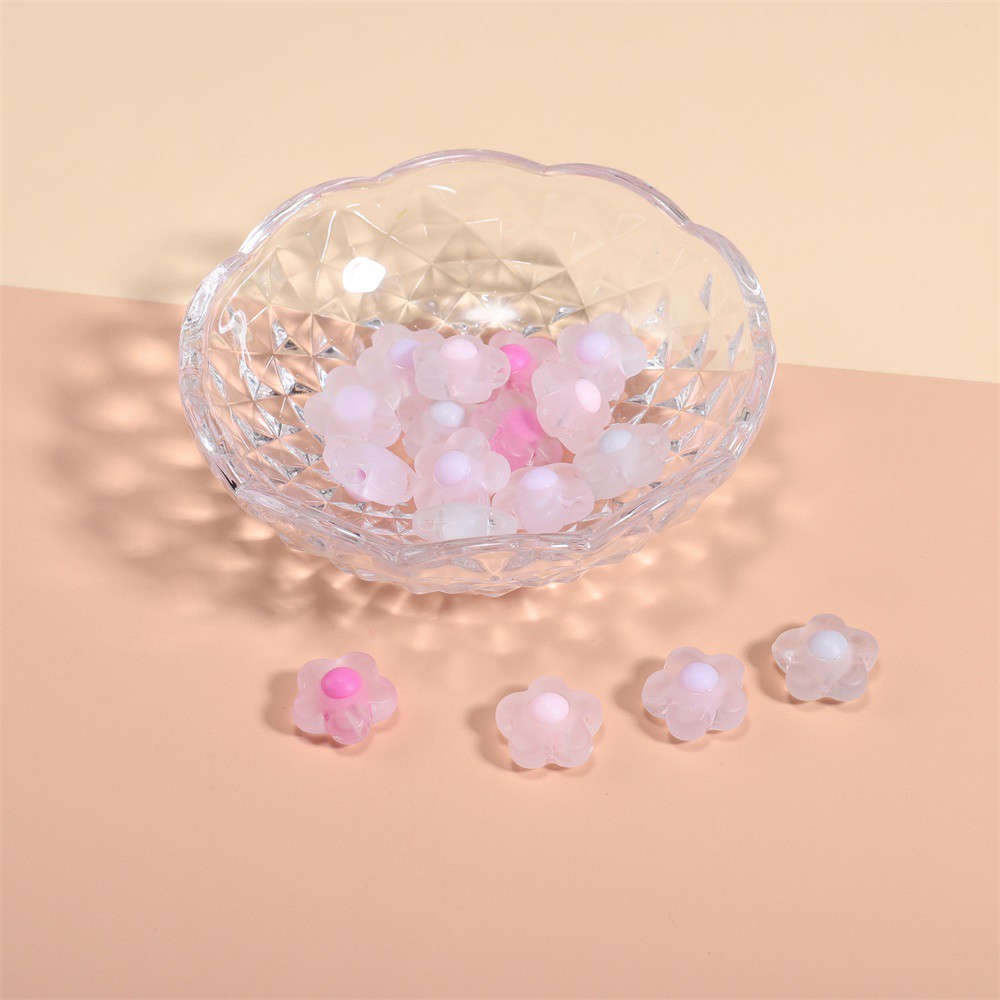 Bộ 20 hạt xỏ cườm làm trang sức họa tiết hoa xinh xắn 17.4x3.2mm