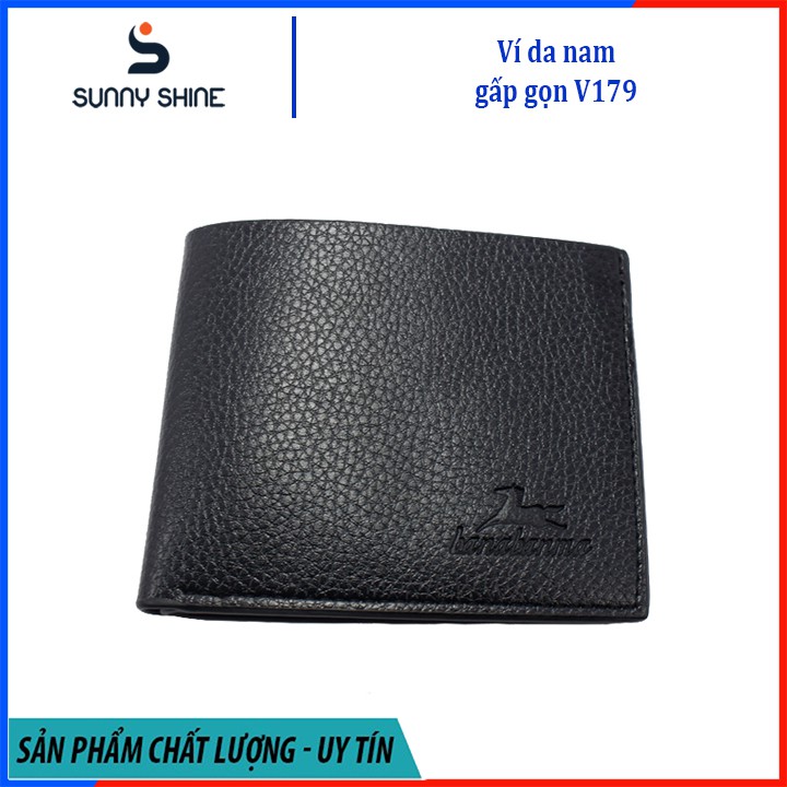 Ví da nam mini, đựng tiền, dáng ngang gấp gọn bỏ túi màu đen, nâu VC179