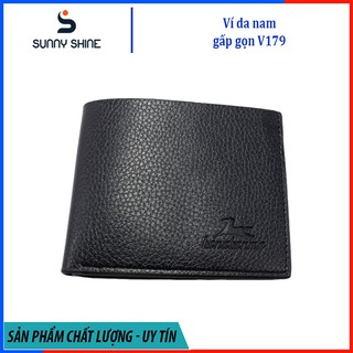 Ví da nam mini, đựng tiền, dáng ngang gấp gọn bỏ túi màu đen, nâu VC179