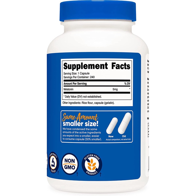 Nutricost Melatonin 5mg Giúp Ngủ Ngon Và Sâu Một Cách Tự Nhiên Không Gây Mệt (240 Viên)