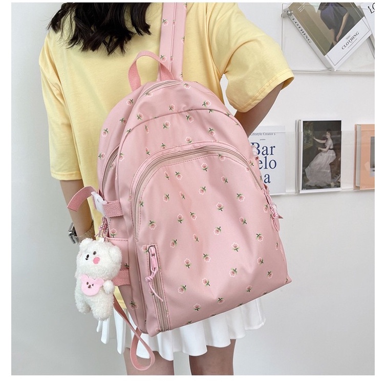 Balo Hoa Nhí Chống Nước Trơn Bloom Solid Khóa Kéo Vòm Nữ Tính